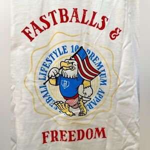 NWOT Baseballism Fastballs & Freedom Graphic Tee- mens Large